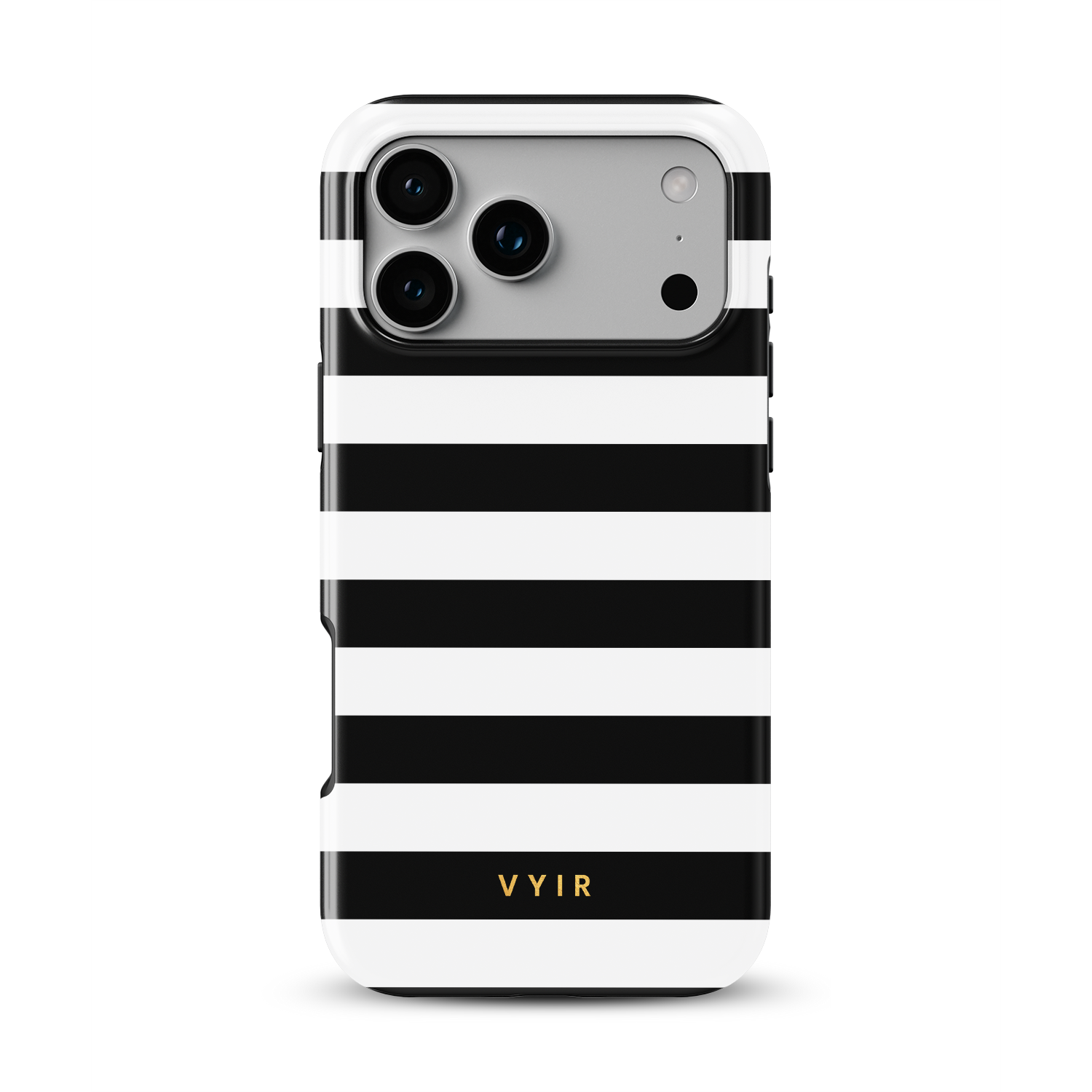 Horizontal Stripes, Black and White - Shockproof Phone Case - VYIR
