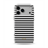 Horizontal Stripes, Schwarz und Weiß im Nadelstreifenmuster - Tough MagSafe iPhone-Handyhülle