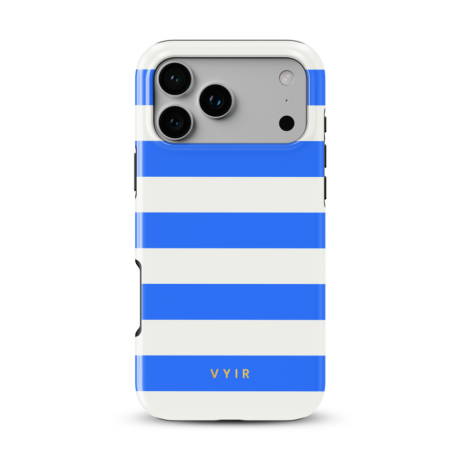Horizontal Stripes, Riviera Blue - Tough MagSafe iPhone Handyhülle