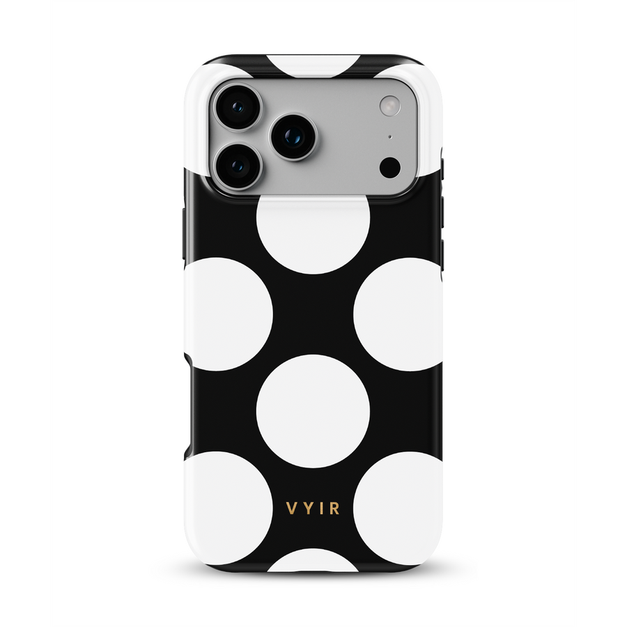 Large Polka Dots, Black Sparkle - Tough MagSafe iPhone-Hülle