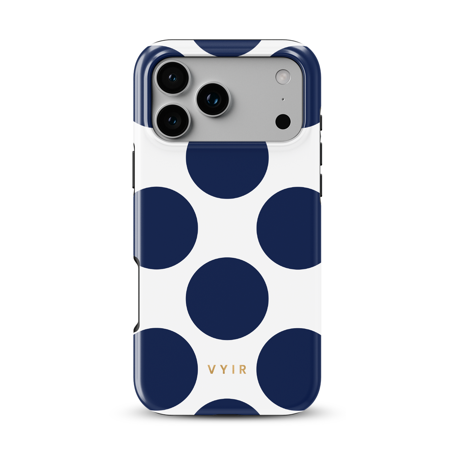 Large Polka Dots, Old Money Blue - Shockproof MagSafe iPhone Case - VYIR