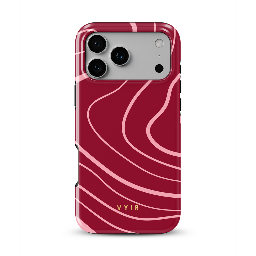 Swirl Lines, Pink & Rot - Robuste MagSafe-Handyhülle für iPhone