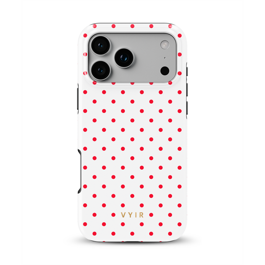 Tiny Polka Dots, Funkelndes Rot - Tough MagSafe iPhone-Hülle