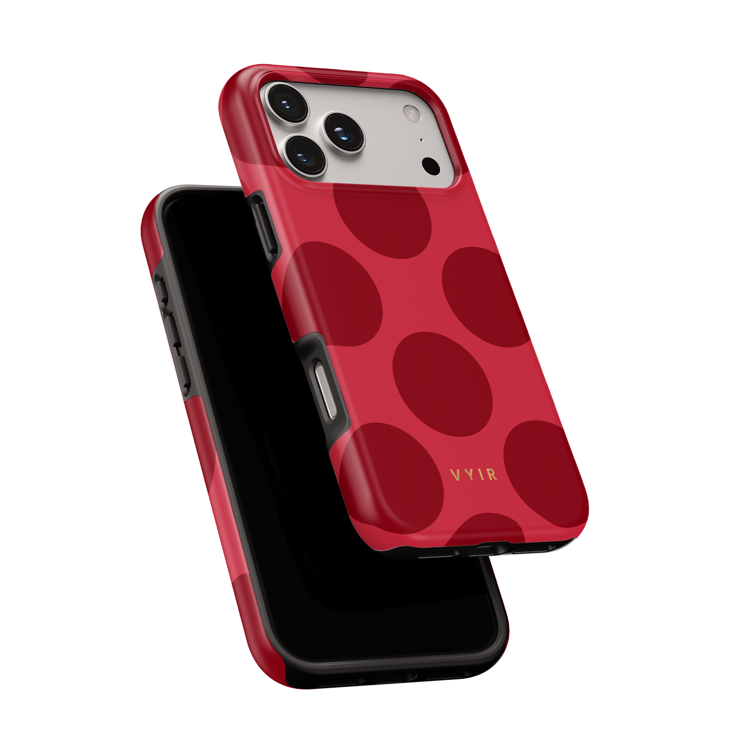Large Polka Dots, Crimson Red - Shockproof MagSafe iPhone Case - VYIR