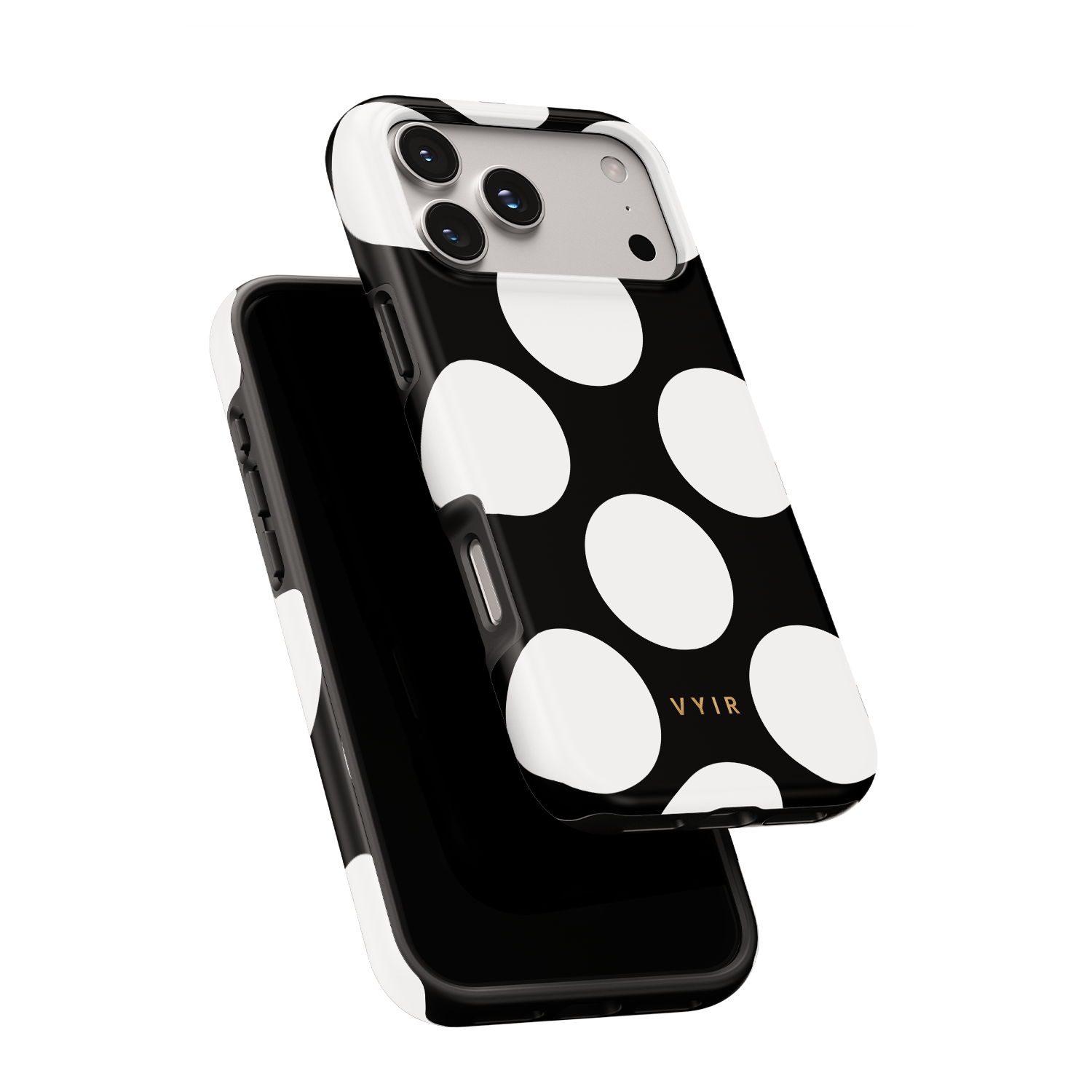 Large Polka Dots, Black Sparkle - Shockproof MagSafe iPhone Case - VYIR