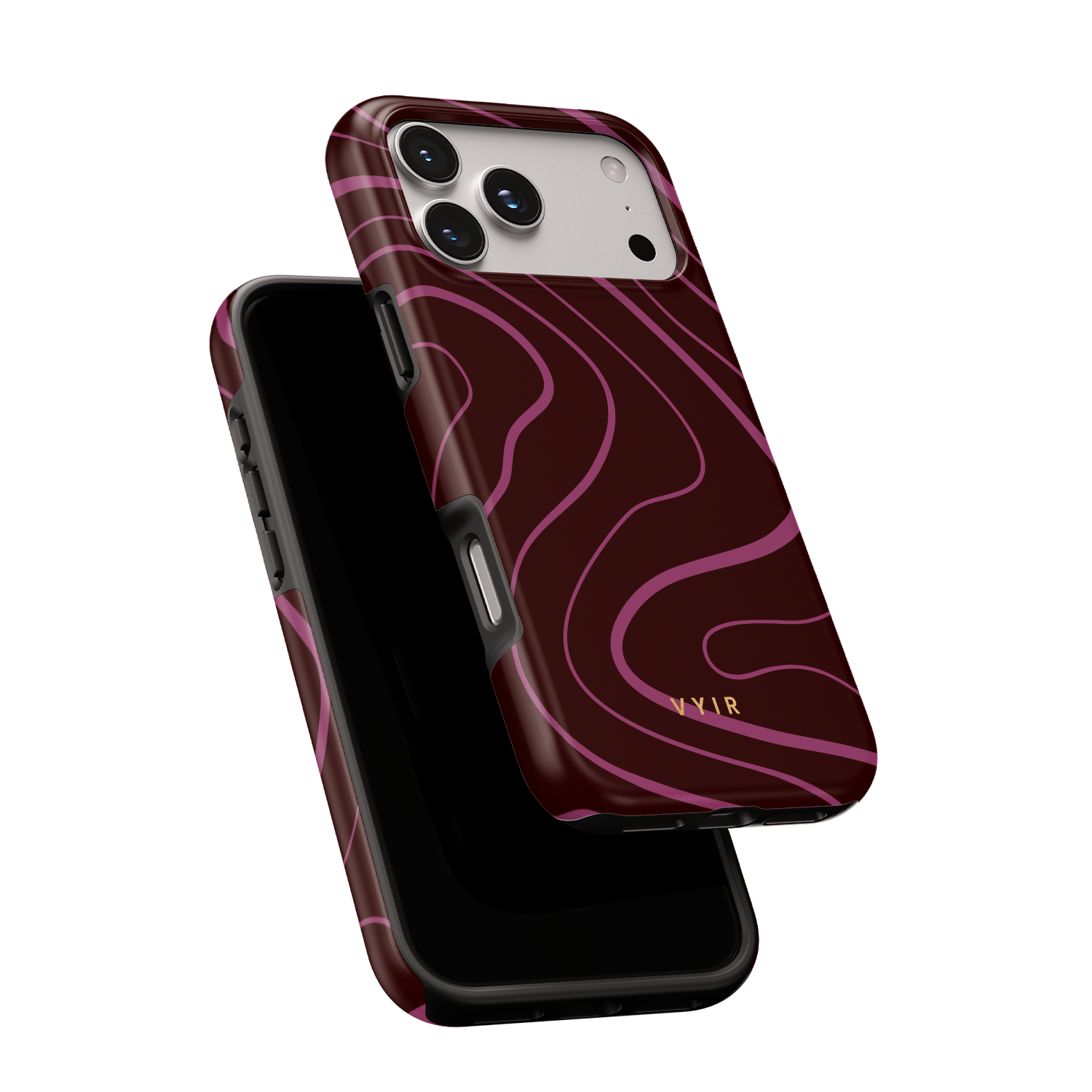 Swirl Lines, Burgundy - Shockproof Phone Case - VYIR