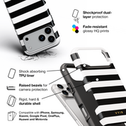 Horizontal Stripes, Black and White - Shockproof Phone Case - VYIR