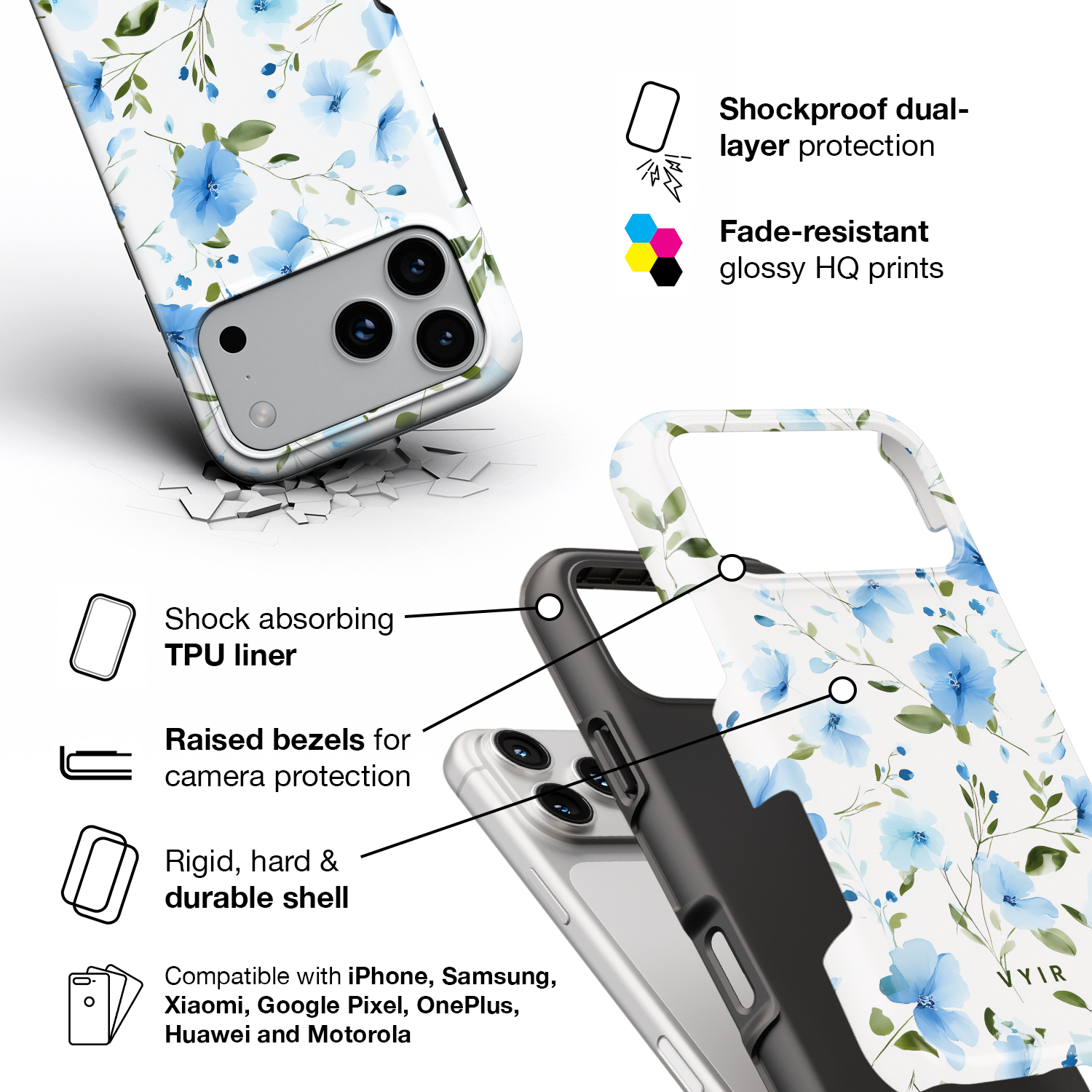 Gentle Blue - Shockproof Phone Case - VYIR