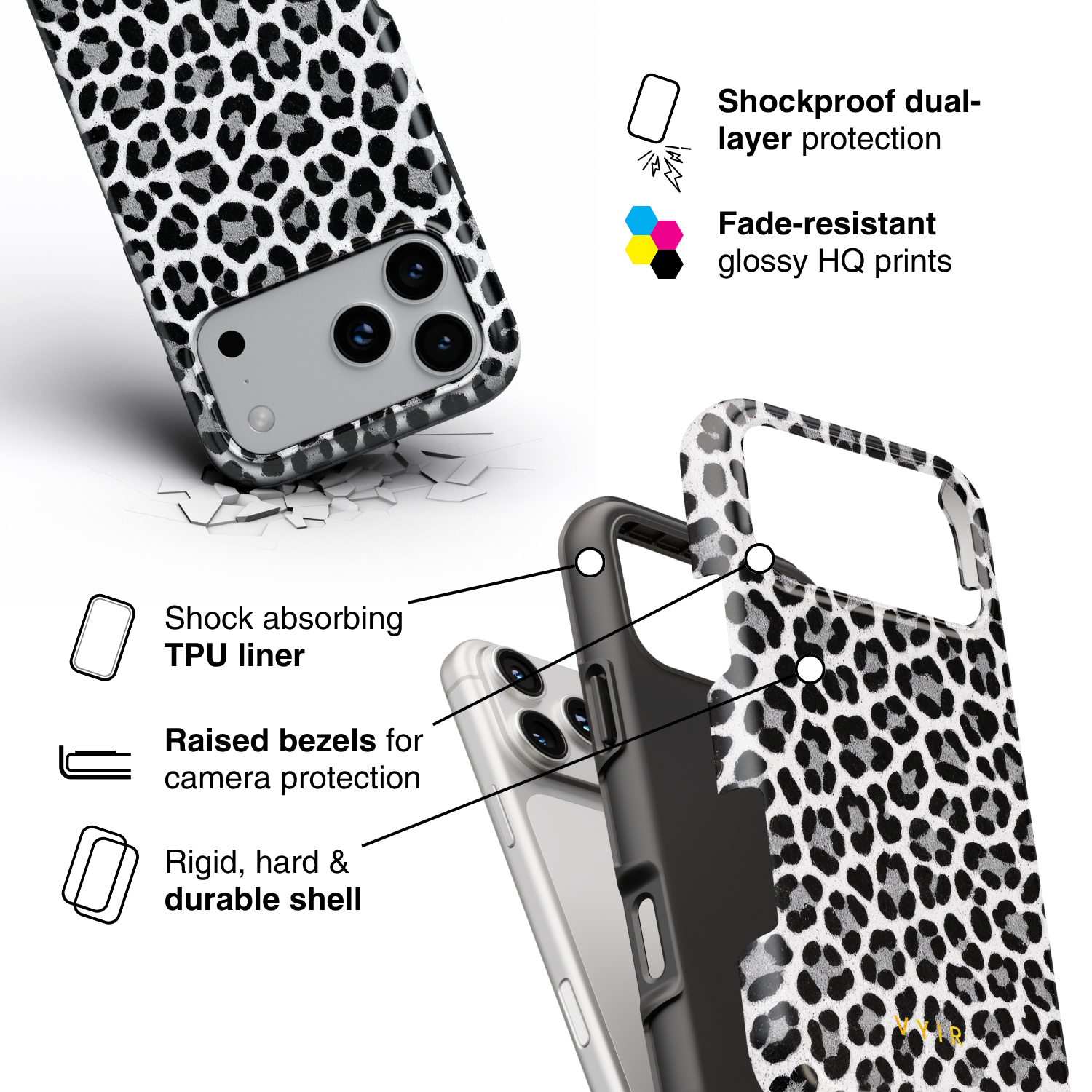 Luxe Leopard White - Shockproof Phone Case - VYIR
