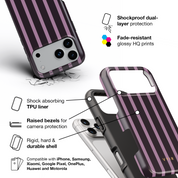 Luxe Stripes, Plum - Shockproof Phone Case - VYIR