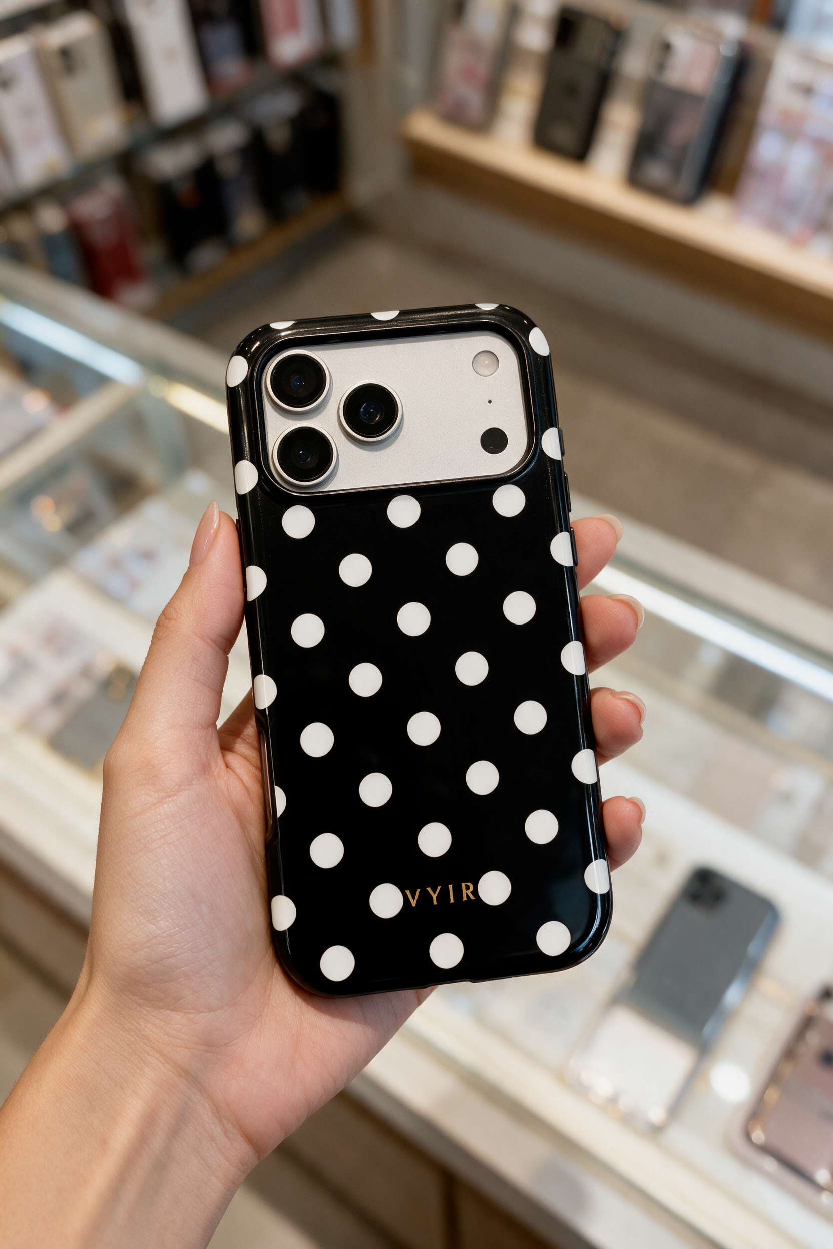 Classic Polka Dots, Black Noir - Tough MagSafe iPhone-Hülle