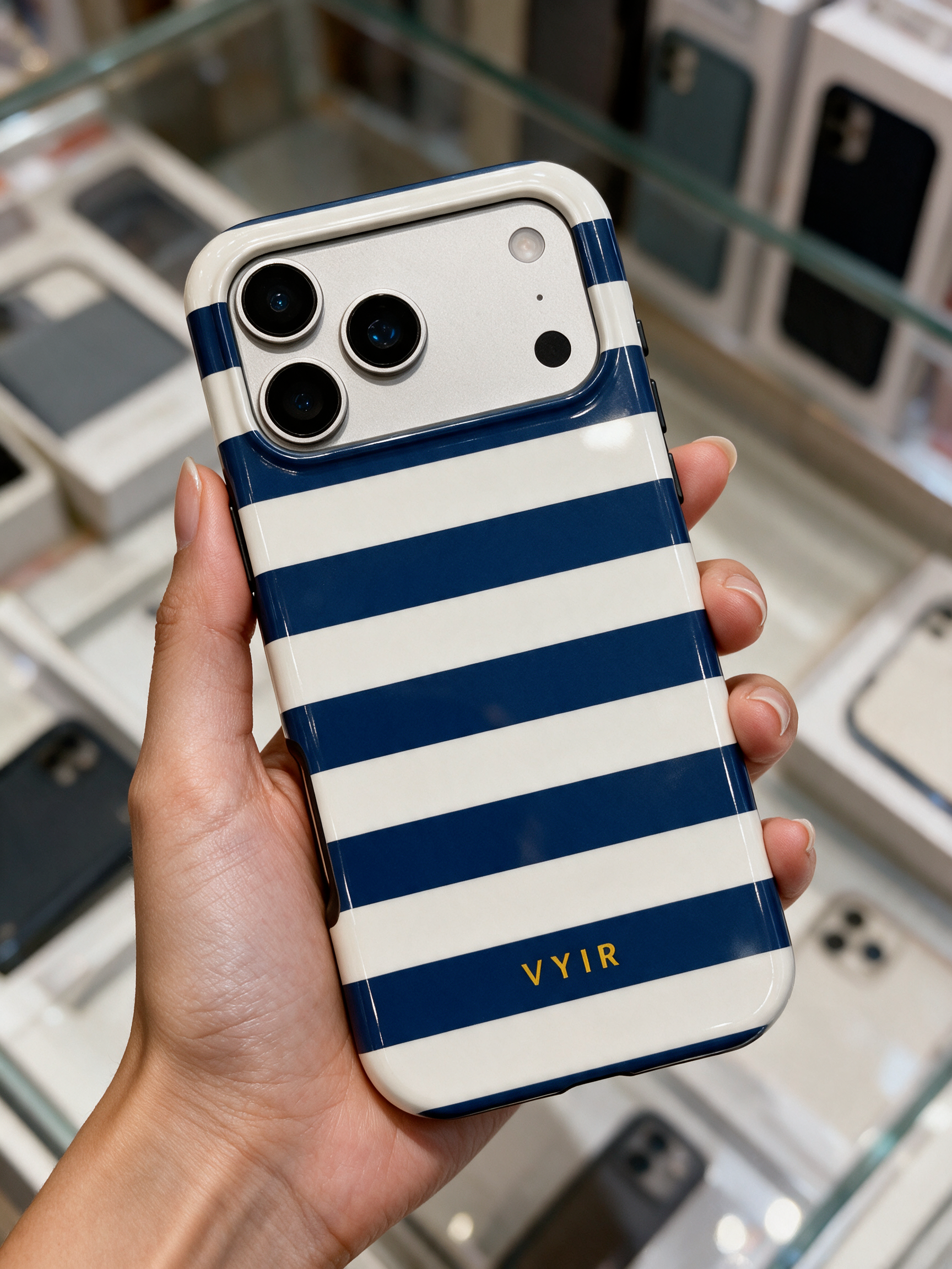 Horizontal Stripes, Old Money Blue - Tough Handyhülle
